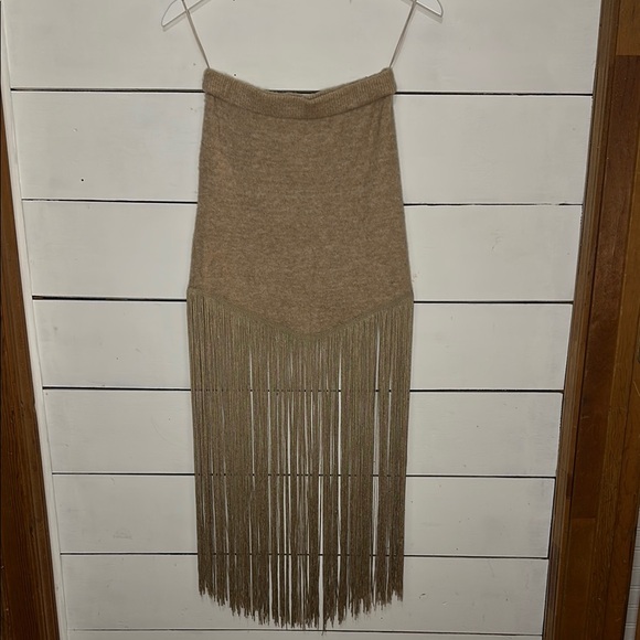 Cloud Ten Dresses & Skirts - Cloud Ten Tan/Brown Knit Fringe Skirt